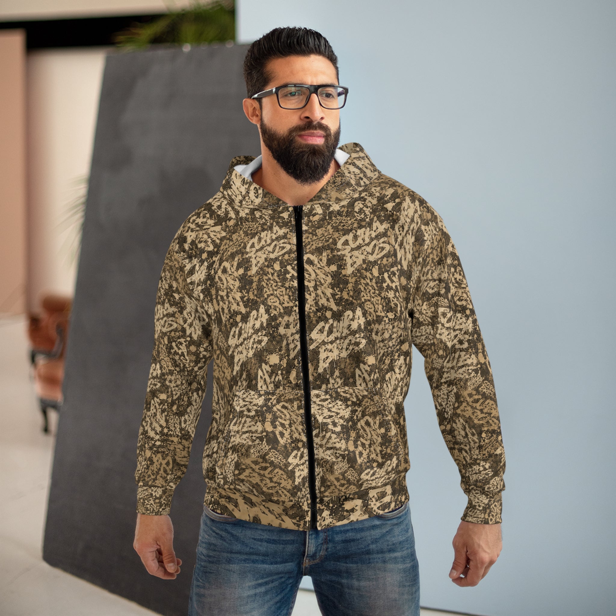 Subsurface Camo™ — Bottom Time Tan Unisex Zip Hoodie