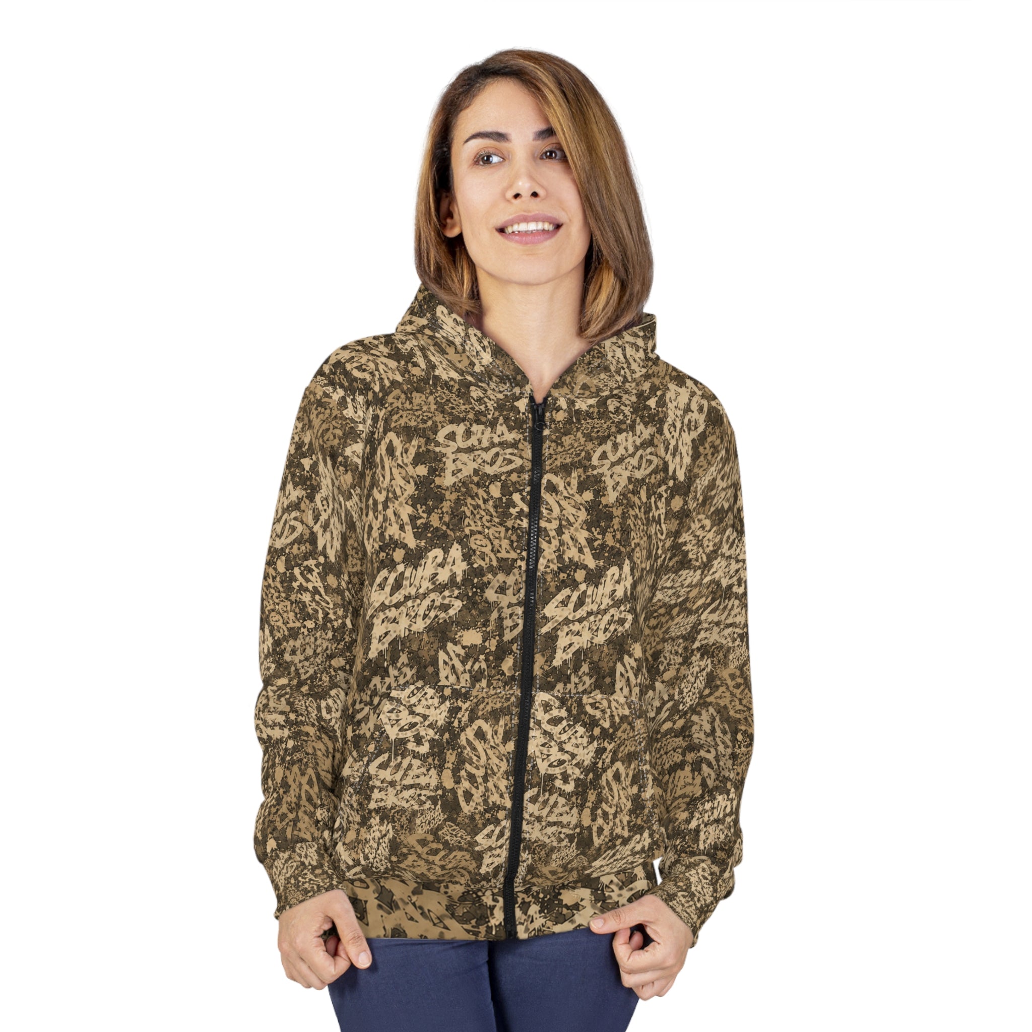 Subsurface Camo™ — Bottom Time Tan Unisex Zip Hoodie
